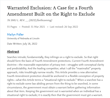 Screenshot 2022-10-02 at 19-57-06 Warranted Exclusion A Case for a Fourth Amendment Built on the Right to Exclude Screenshot 2022-10-02 at 19-57-06 Warranted Exclusion A Case for a Fourth Amendment Built on the Right to Exclude