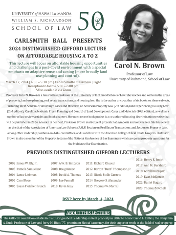 2024 Gifford Lecture Carol N. Brown Professor of Law flyer 2024 Gifford Lecture Carol N. Brown Professor of Law flyer